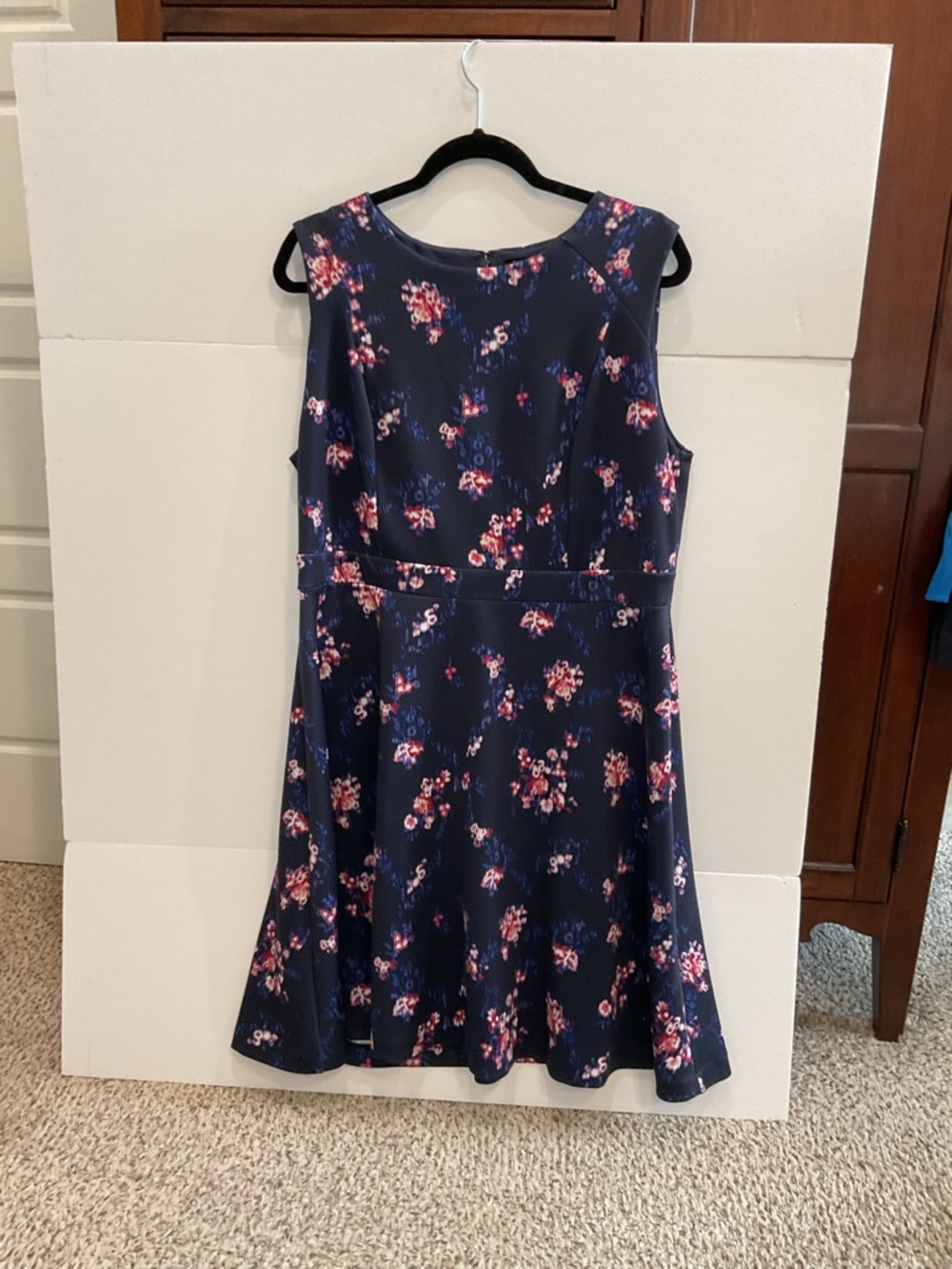 Roz & Ali Navy Floral Sleeveless A-Line Dress